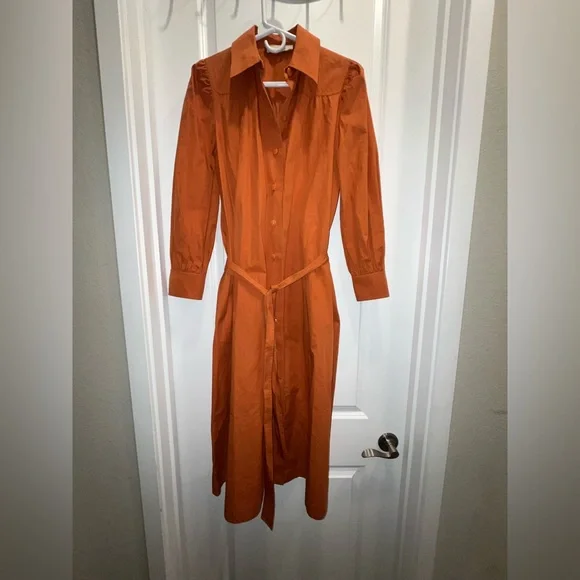 Tory Burch Artist Cotton-Poplin Shirt Dress orange - Picture 3 of 8